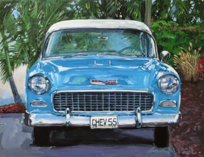 55 Chevy in the Keys 24" x 30" painting by Susan Pepler