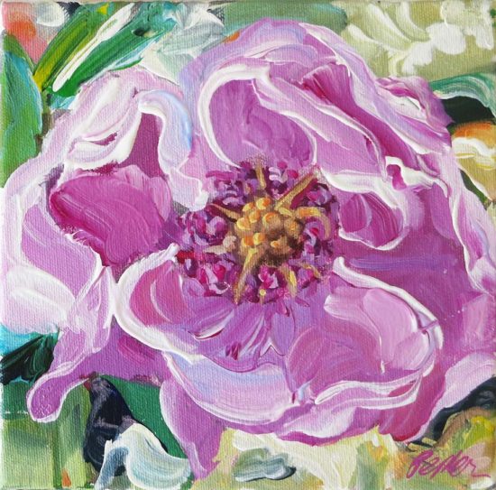 Mauve Magnolia 8" x 8" painting by Susan Pepler